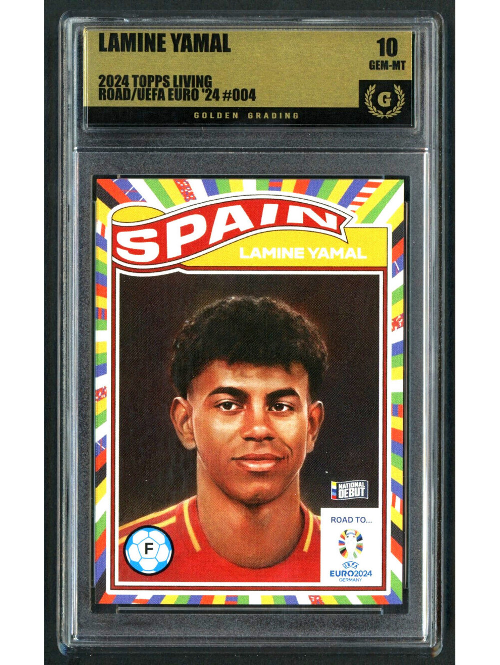 2024 Topps Living Set Road /UEFA Euro #004 Lamine Yamal Spain Graded Gem Mint 10